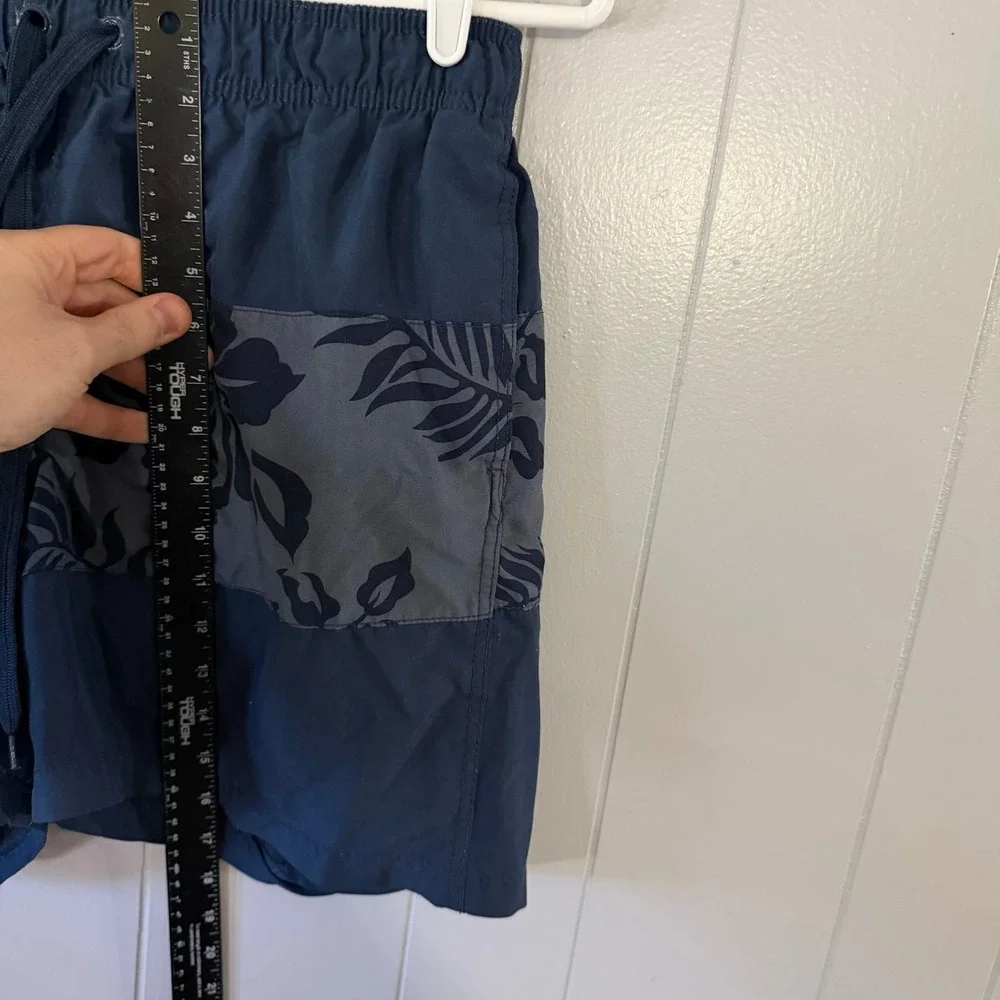 Kanu Surf Swim Trunks Mens Large Navy Blue Tropical Hibiscus‎ Board Shorts